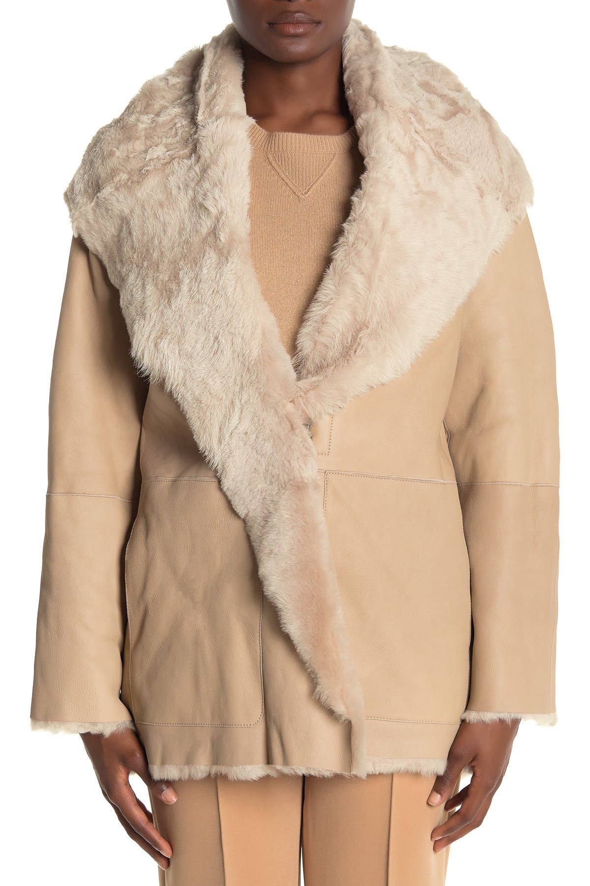 vince reversible shearling cardi coat