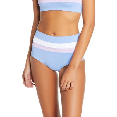 L Space Portia Reversible High Waist Stripe Bikini Bottoms, Blue/green