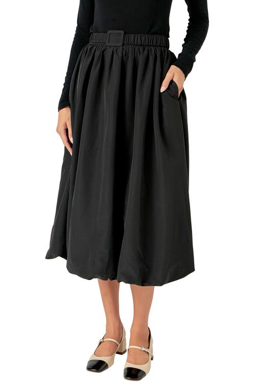 Endless Rose Belted Blouson Midi Skirt In Black
