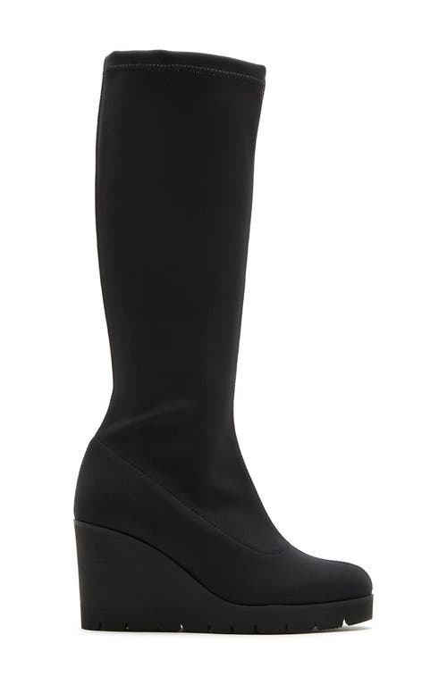 Shop La Canadienne Getup Waterproof Knee High Platform Wedge Boot In Black Micro Stretch