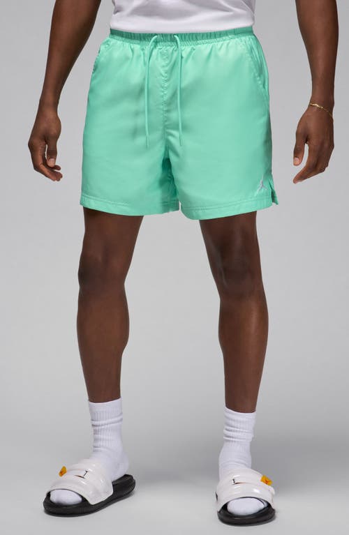 Shop Jordan Essential Poolside Drawstring Shorts In Emerald Rise/white