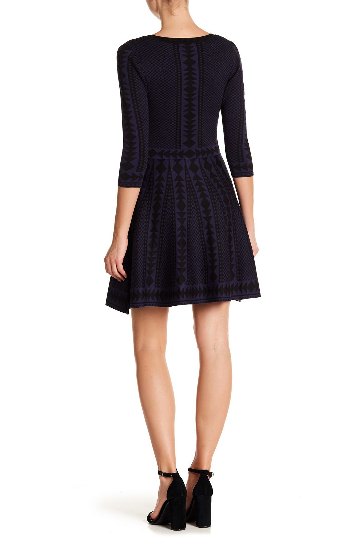 nina leonard geometric print dress