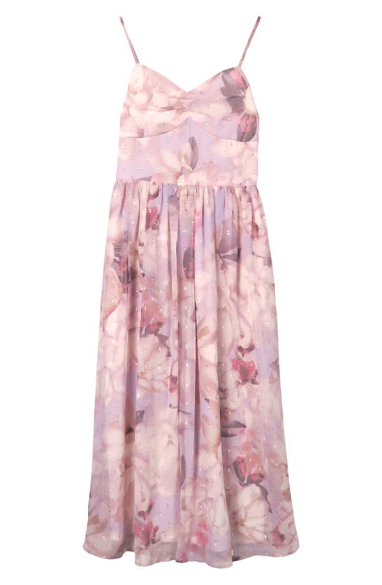 Zunie Kids' Floral Print Clip Dot Maxi Dress In Orchid | ModeSens