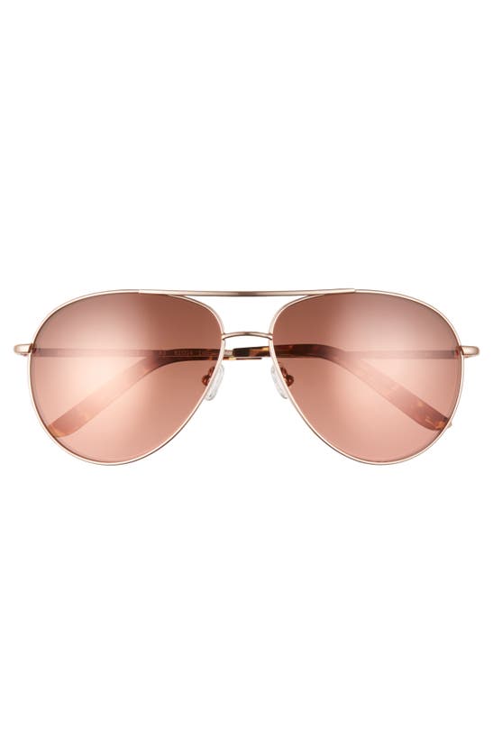 Nike Chance 61mm Mirrored Aviator Sunglasses In Rose Gold/ Tort Copper