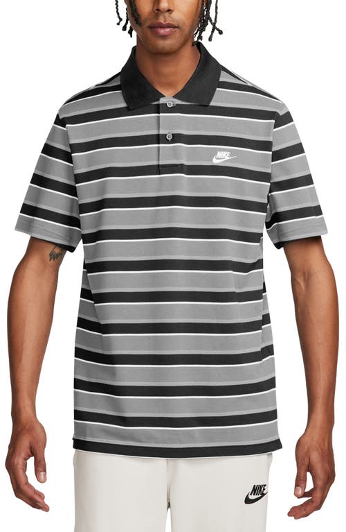 Shop Nike Club Stripe Cotton Polo In Black/white