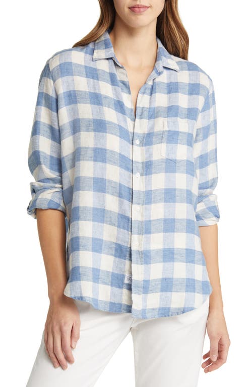 Frank & Eileen Eileen Plaid Relaxed Button-Up Linen Shirt in Large Blue Winter White