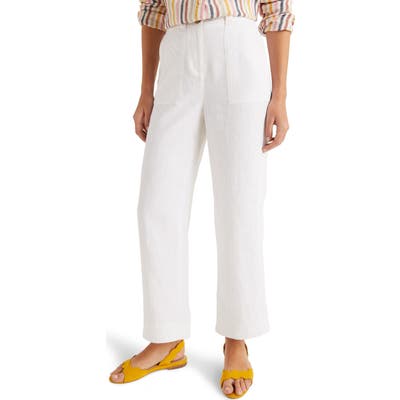 Boden Filey Flare Linen Pants, White