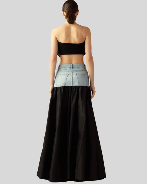 Shop Cynthia Rowley Denim Taffeta Skirt In Black