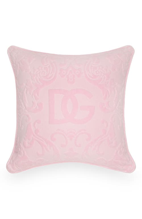 Dolce & Gabbana Dolce&gabbana Dg Logo Cotton Terry Cloth Outdoor Accent Pillow In Pink