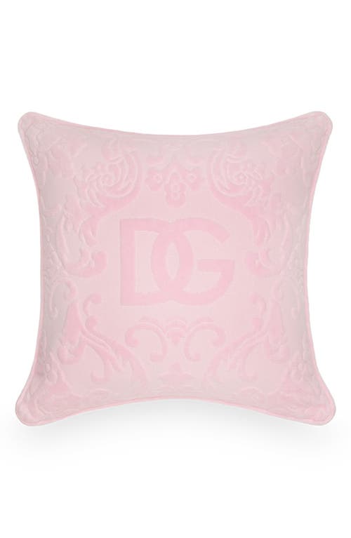 Shop Dolce & Gabbana Dolce&gabbana Dg Logo Cotton Terry Cloth Outdoor Accent Pillow In Pink