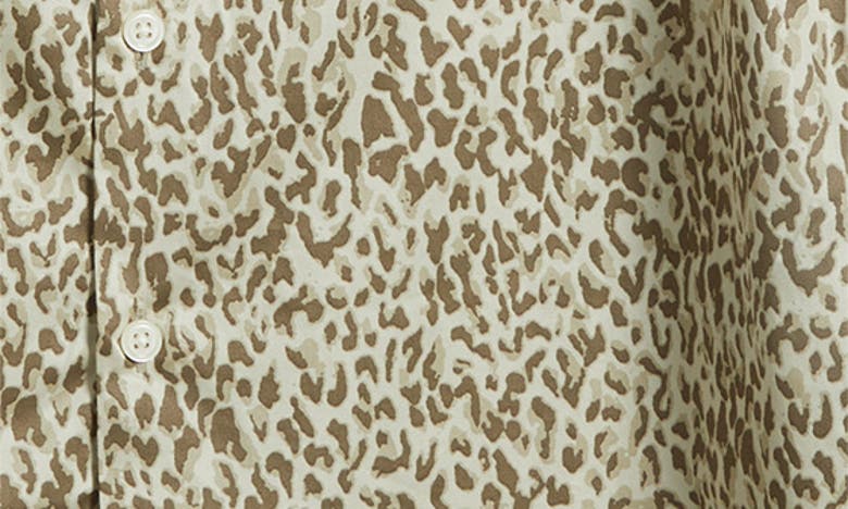 Shop John Varvatos Sean Leopard Print Short Sleeve Cotton Button-up Shirt In Hay