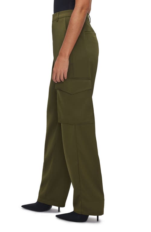 GOOD AMERICAN GOOD AMERICAN WASHED SATIN STRAIGHT LEG CARGO PANTS
