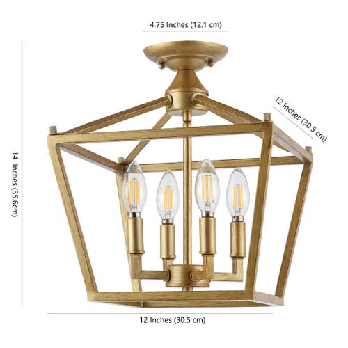 Jonathan Y Plains 4-light Iron Modern Farmhouse Led Flush Mount In Brass Gold