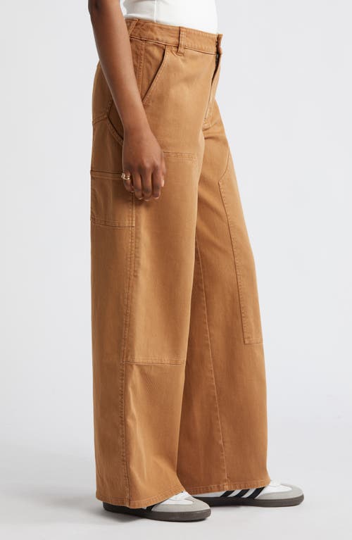 Shop Bp. Mid Rise Wide Leg Twill Carpenter Pants In Tan Thrush