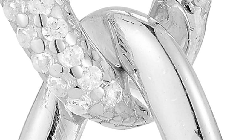 Sphera Milano Rhodium Plated Sterling Silver Pavé Cz Drop Earrings In Silver