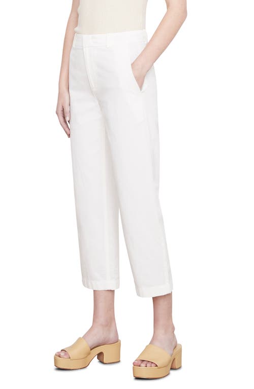 Vince Mid-rise Washed Cotton Cropped Pants In Off White