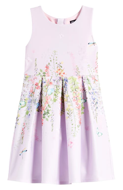 Ava & Yelly Kids' Floral Pleated Party Dress Lilac at Nordstrom,