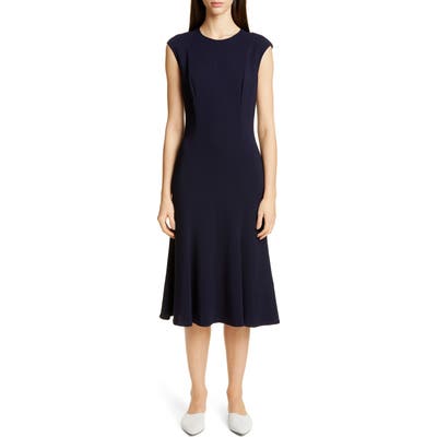 St. John Collection Stretch Cady Fit & Flare Dress, Blue