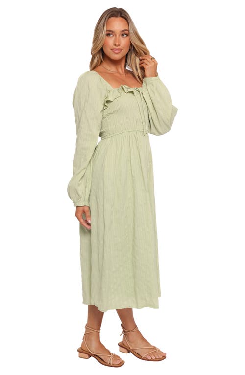 Petal And Pup Petal & Pup Ophelia Long Sleeve Cotton Midi Dress In Green