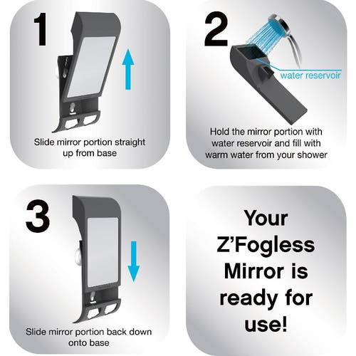 ZADRO ZADRO FOGLESS SHOWER MIRROR WITH RAZOR HOLDER & SQUEEGEE