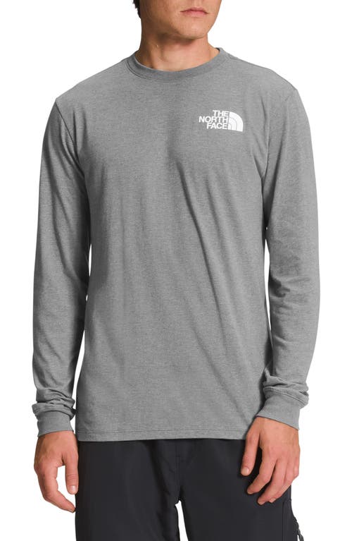 The North Face Long Sleeve Nse Box Logo Graphic T-shirt In Tnf Grey Heather/tnf Black