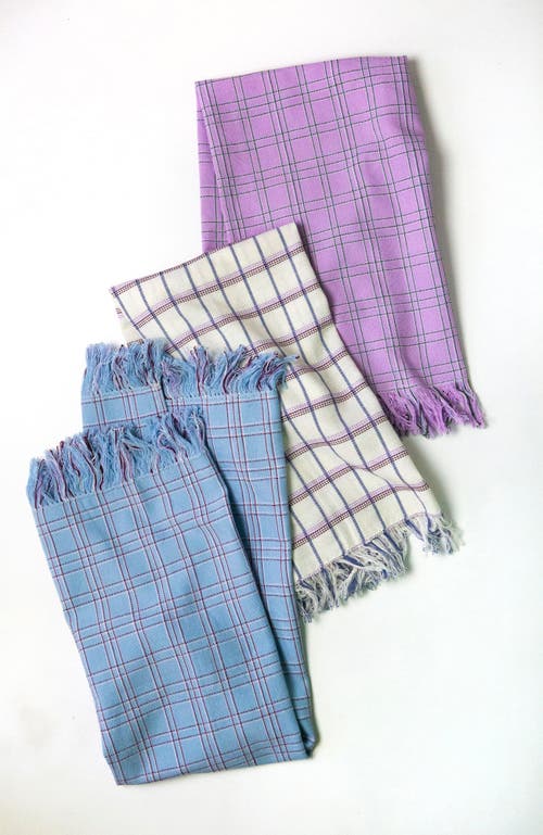 Shop Archive New York Chiapas Plaid Handwoven Cotton Kitchen Towel In Blue