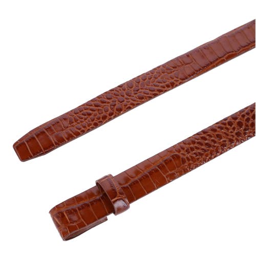 Shop Trafalgar 25mm Gator Embossed Leather Belt Strap In Chestnut