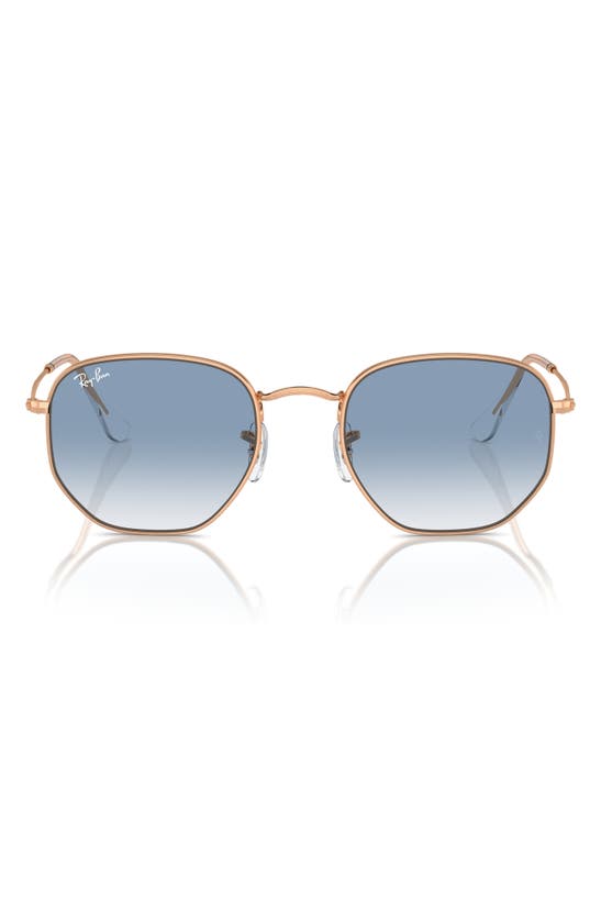 Ray Ban 54mm Geometric Sunglasses In Rose Gold