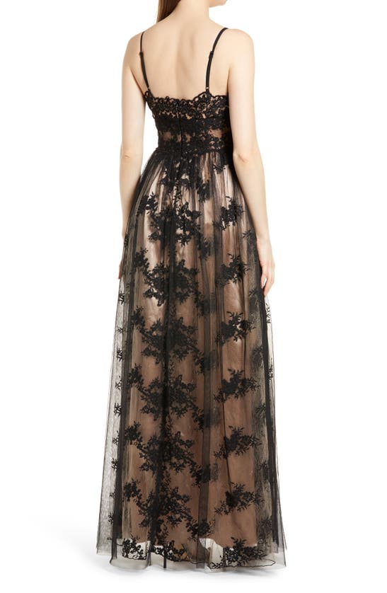 Lulus Utter Elegance Embroidered Sleeveless Lace Gown In Black