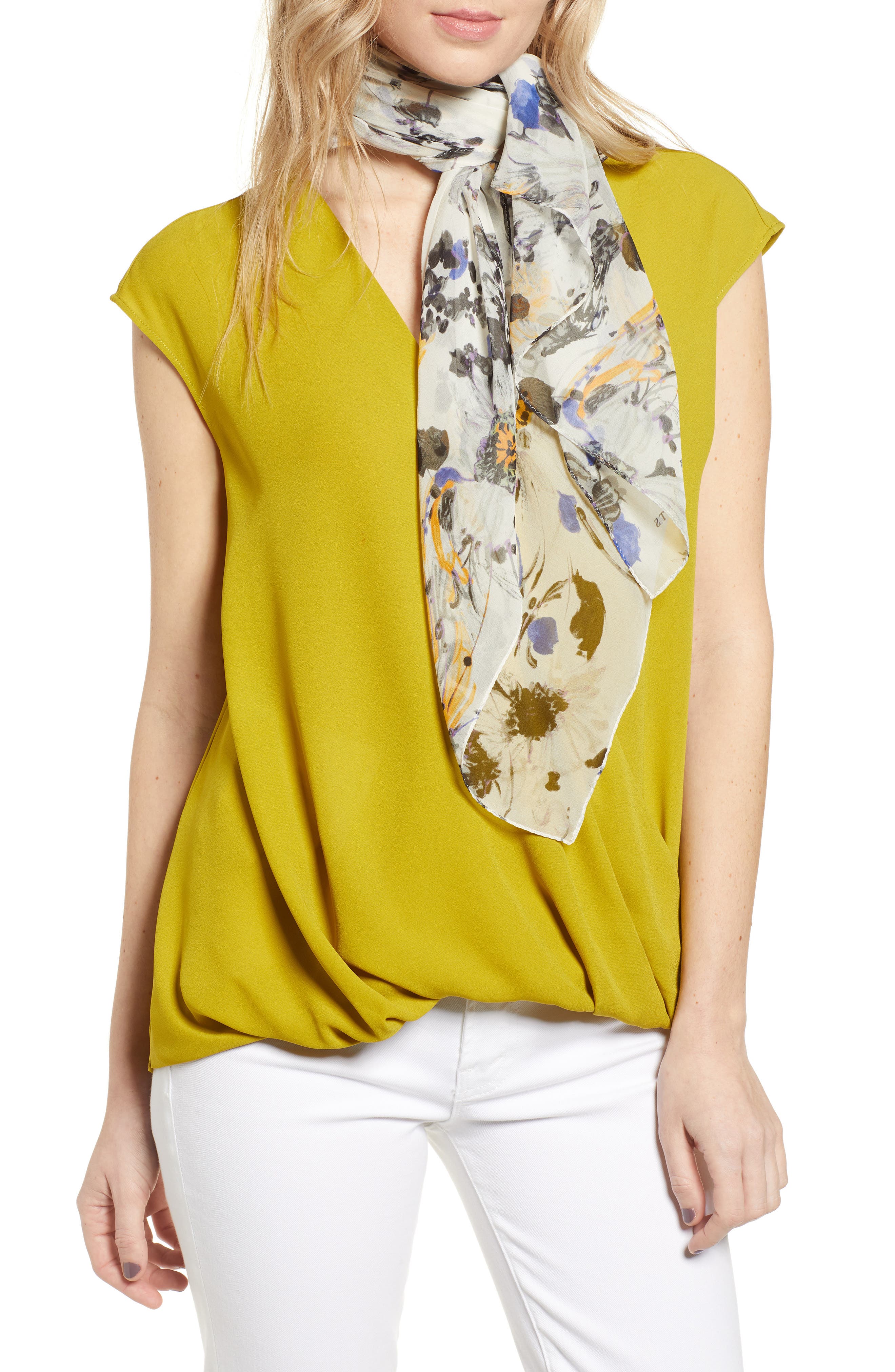 ALLSAINTS Fleurir Silk Square Scarf Nordstrom