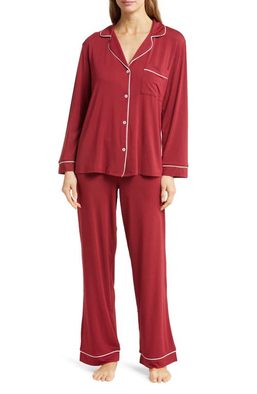 Eberjey Gisele Jersey Knit Pajamas In Sangria/ivory