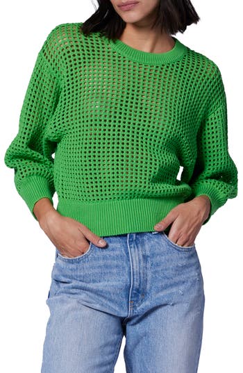 Equipment Esme Open Stitch Cotton Sweater In Green