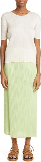 Issey Miyake Monthly Colors April Pleated Top Pale Green
