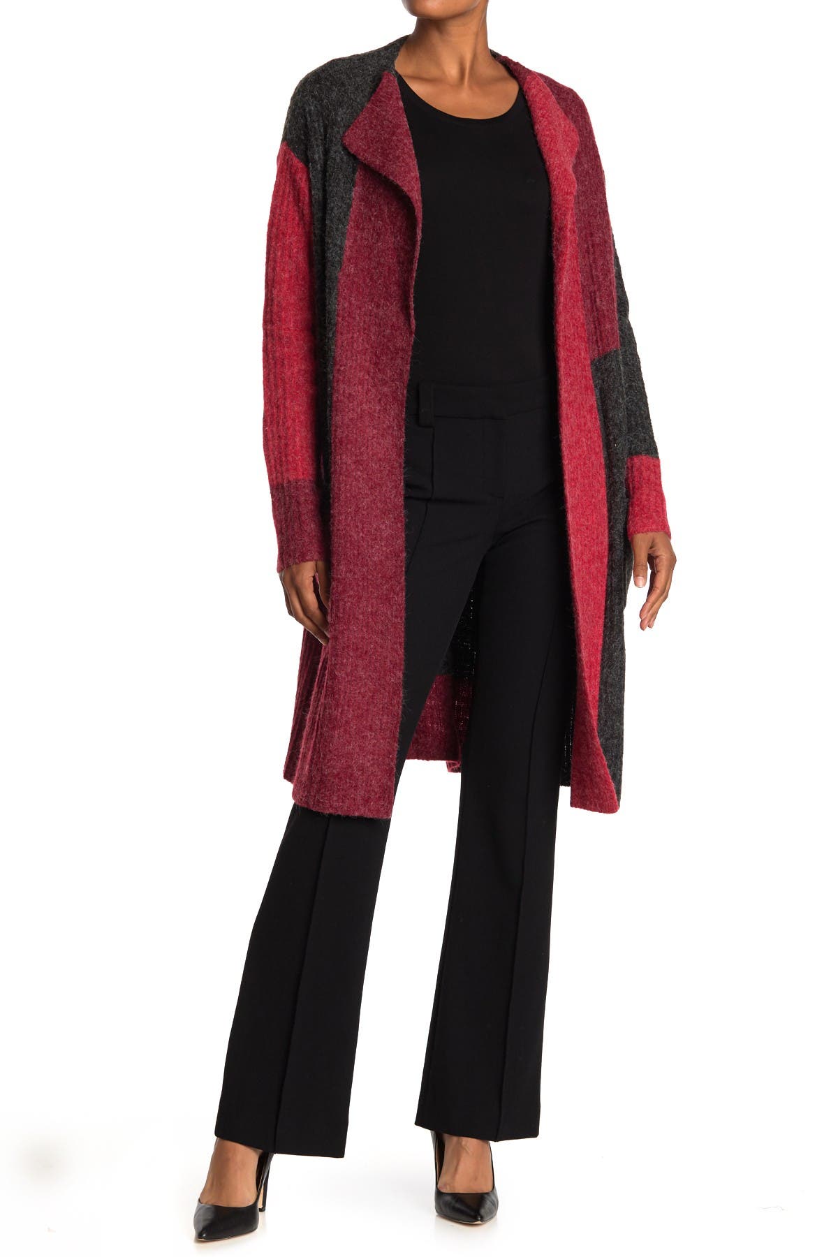 Long red sweater coat online