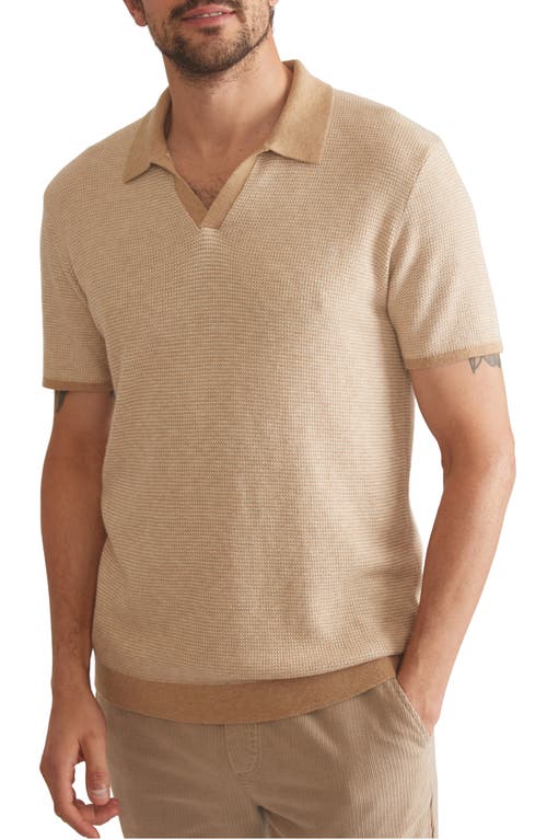 Liam Stripe Rib Sweater Polo in Sable/Ivory
