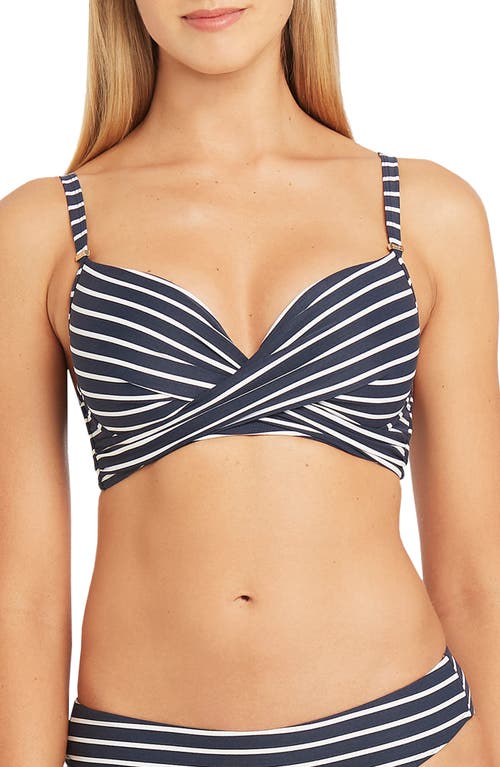 Sea Level Stripe Cross Front D- & DD-Cup Molded Bikini Top in Night Sky at Nordstrom, Size 10 Us