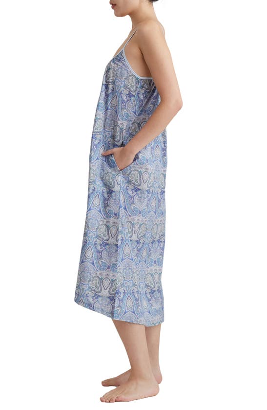 Shop Papinelle Nahla Paisley Print Cotton Nightgown In Crystal Blue