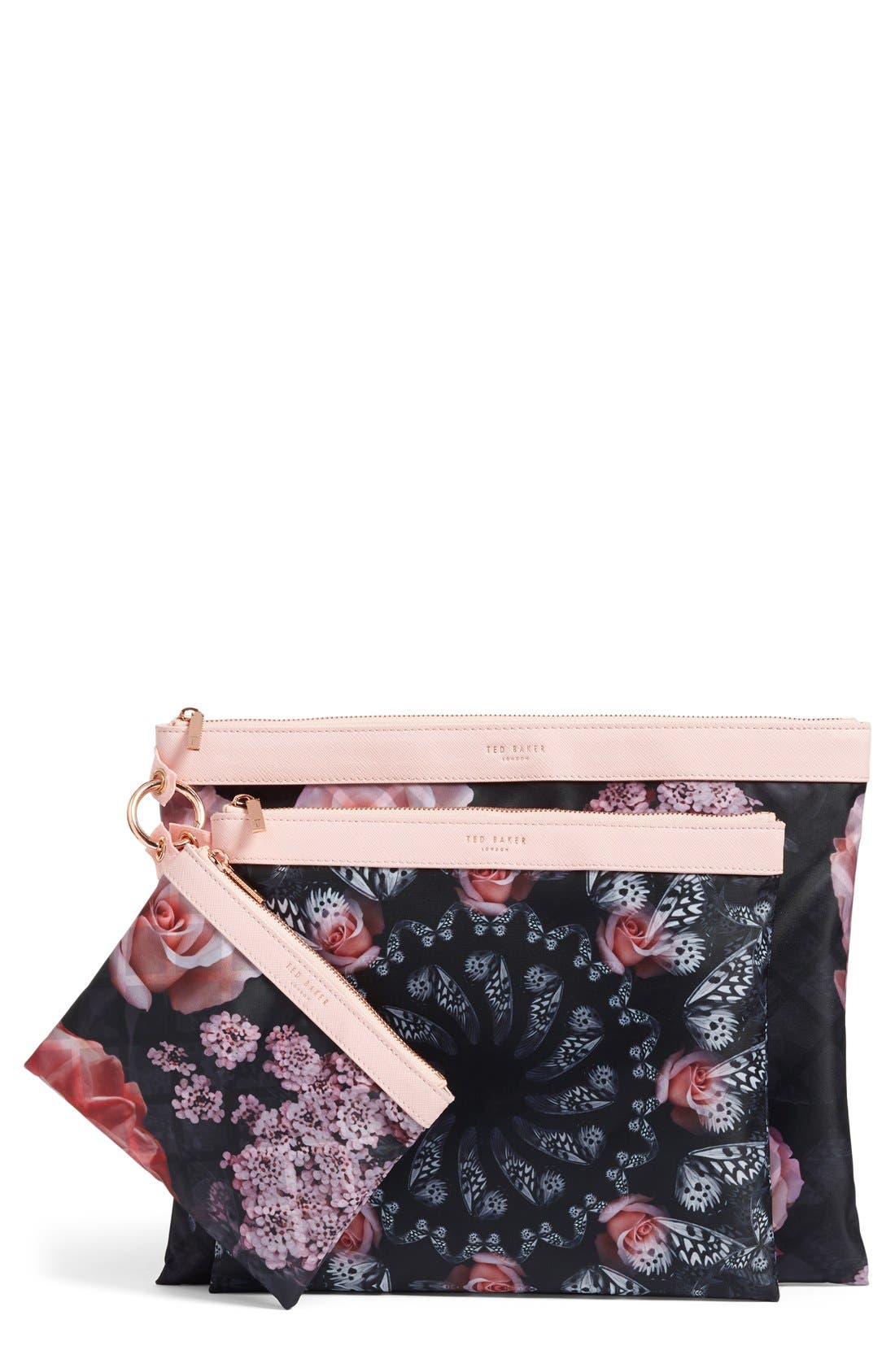 Ted Baker London Dynamic Butterfly Print 3Pack Travel Pouch Nordstrom