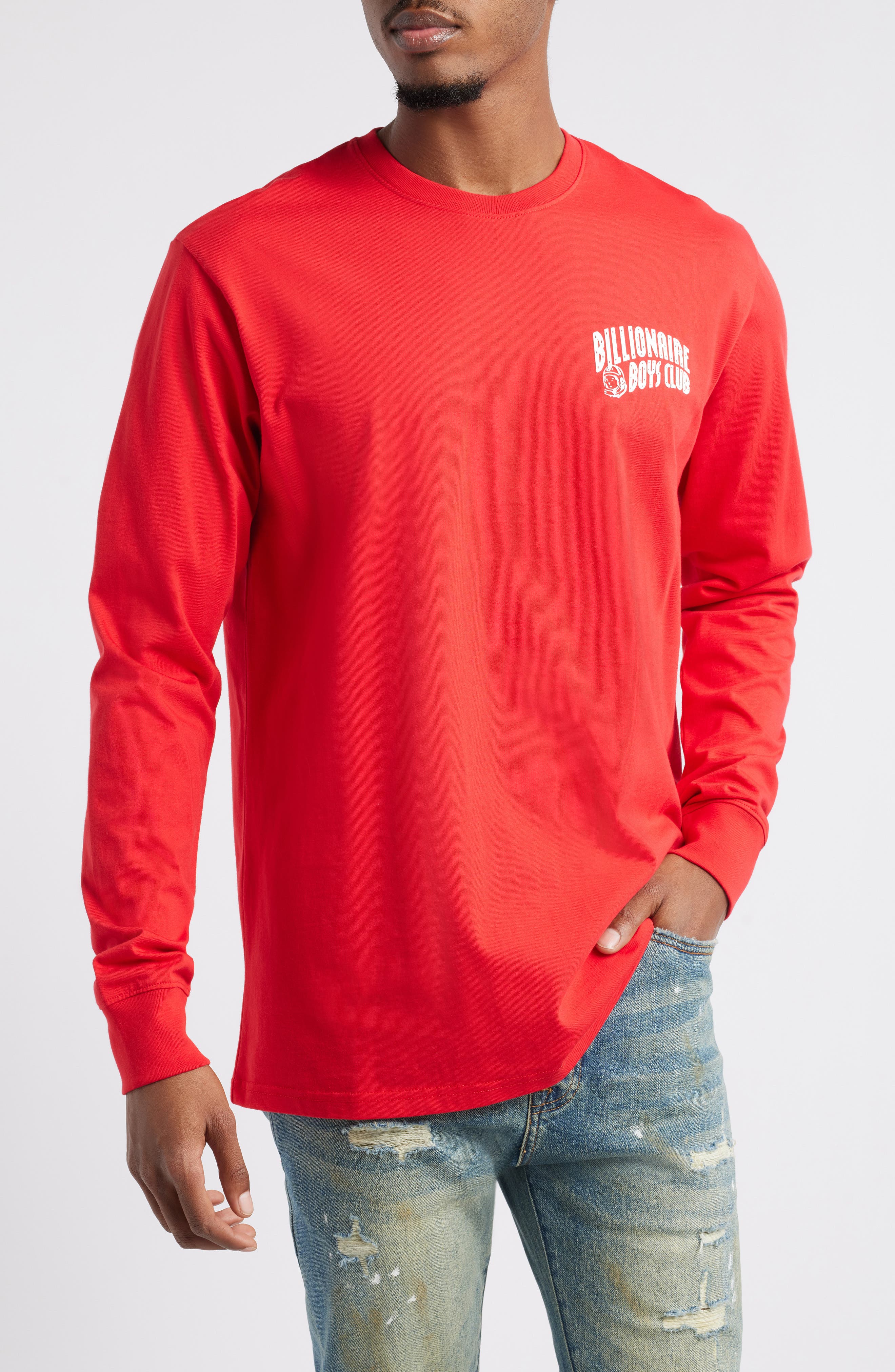Billionaire Boys Club Arch Logo Long Sleeve Graphic T-Shirt in Racing Red 