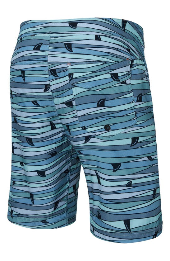Shop Saxx Betawave 2n1 9-inch Board Shorts In Fins- Blue Multi