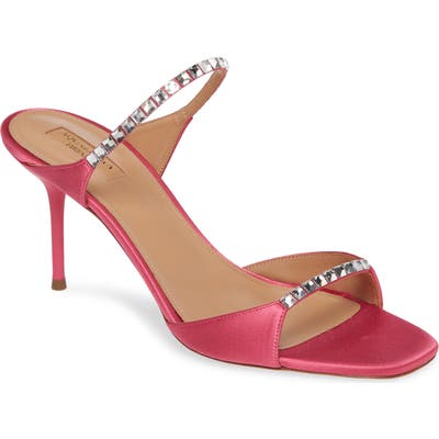 Aquazzura Diamante Two Strap Slide Sandal, Pink