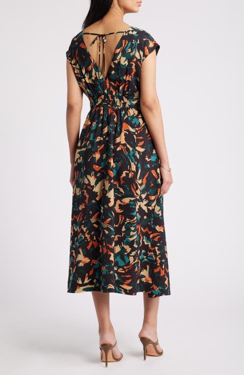 Chelsea28 Abstract Print Midi Dress In Black Multi Grey Strokes