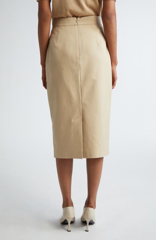 Shop Max Mara Eden Stretch Cotton Midi Skirt In Ecru