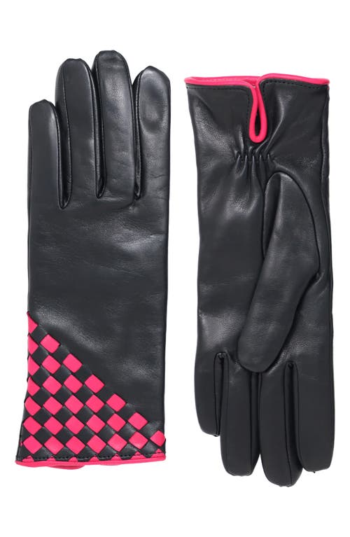 Cashmere Lined Leather Gloves in Black