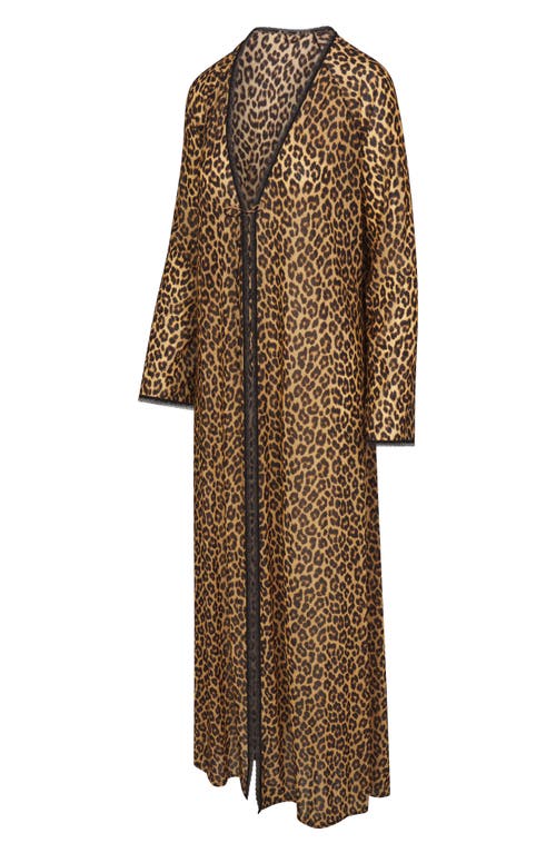 Savage X Fenty On The Prowl Robe In Suga Beige On The Prowl Print