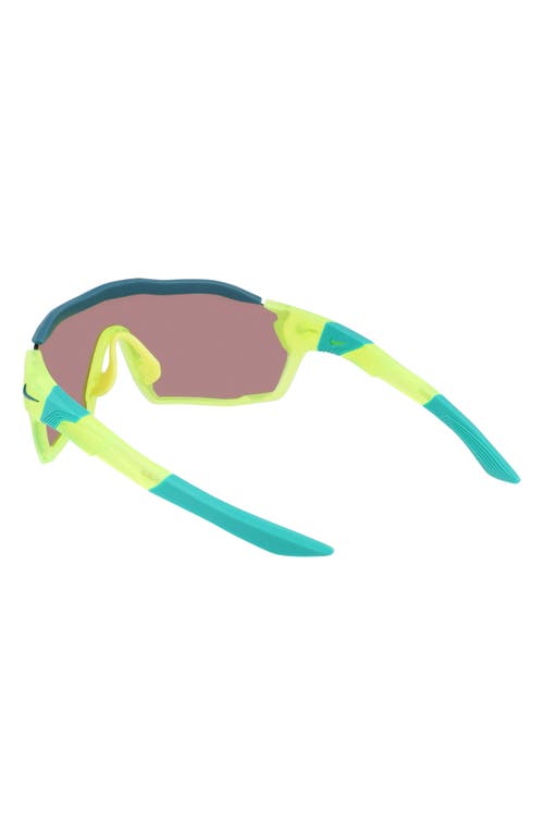 Shop Nike Show X Rush 58mm Shied Sunglasses In Matte Volt/chrome Mirror