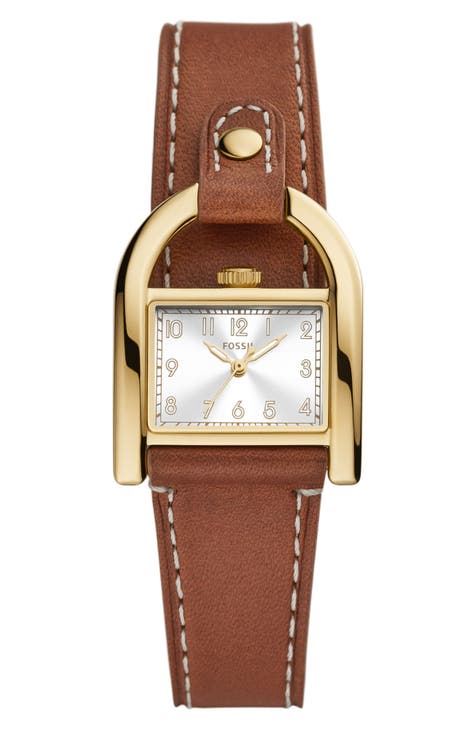 Harwell East West Leather Strap Watch, 28mm