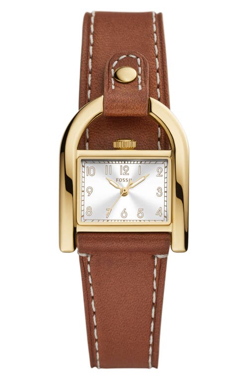 Fossil Harwell East West Leather Strap Watch, 28mm in Brown /Gold at Nordstrom
