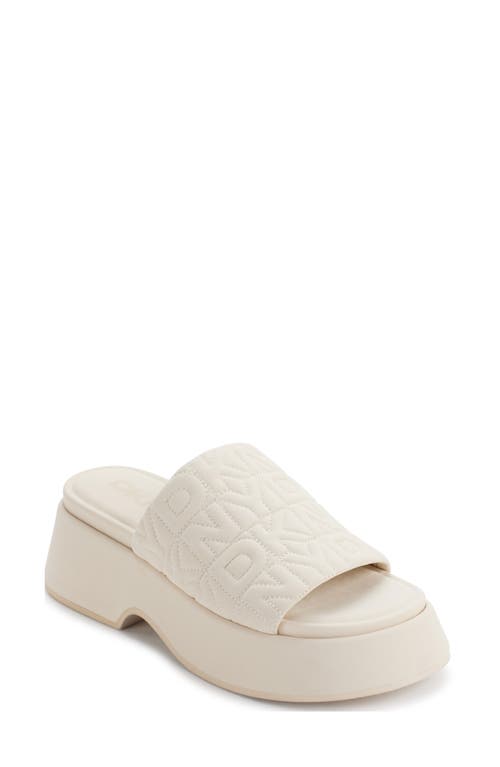 Shop Dkny Logo Quilt Platform Sandal In Bone