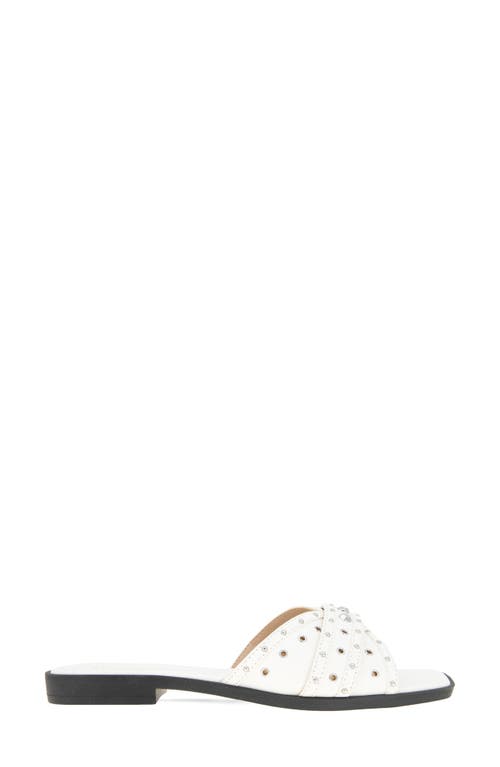 Bcbgeneration Women's Lucca Studded Slide Flat Sandals In Bright White